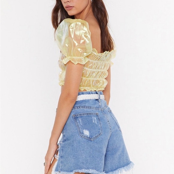 Nasty Gal || Oh Honey Metallic Puff Sleeve Top - Picture 7 of 7
